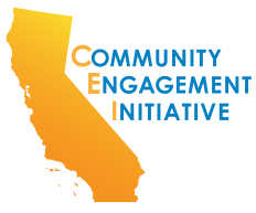 Community Engagement Initiative written next to outline of California